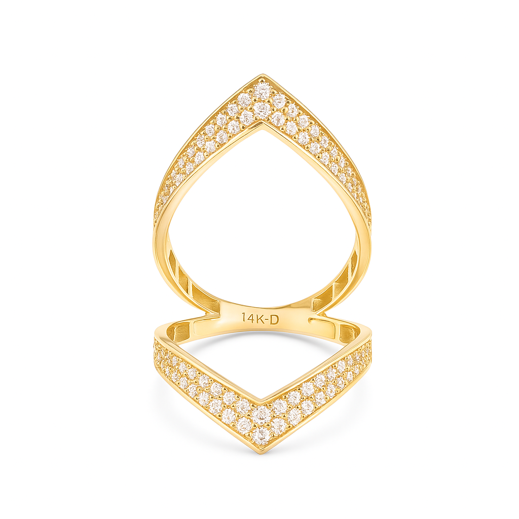 14K Yellow Gold Fashion Women's Ring with White Stones / Size: 7 / Weight: 3.3 GR / DQWR4FS-85