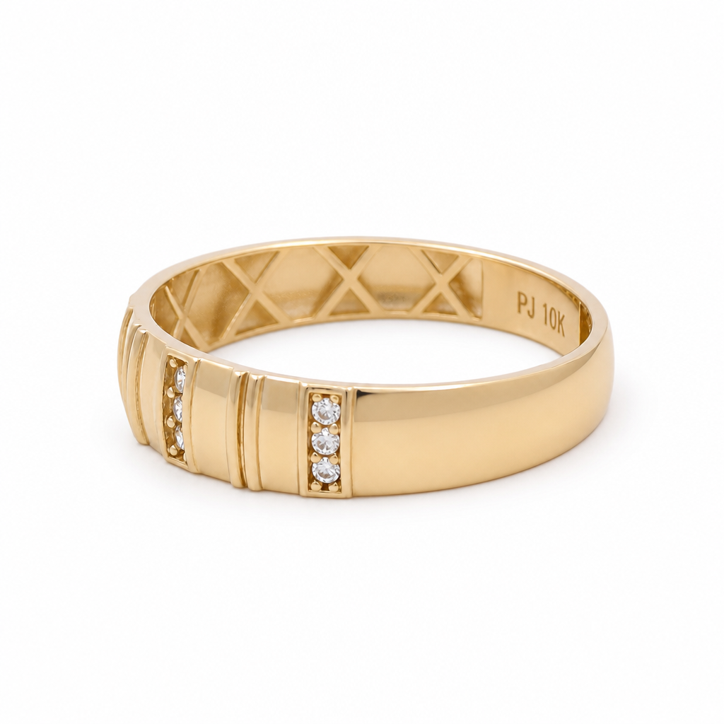 10K Yellow Gold Men’s Wedding Band / Stone: Cz / Size: 11 / Weight: 2 GR / CQMWB0BS-5