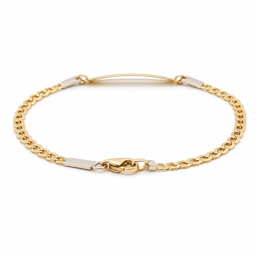 14K Yellow Gold Baby ID Bracelet With Curb Chain / Size: 6" / Weight: 2.5 GR / 439-00127