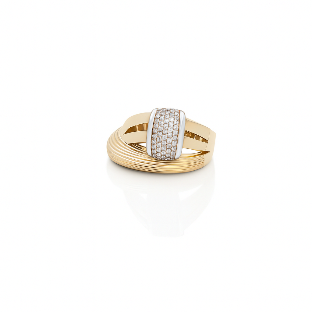 14K Yellow Gold Fashion Women's Ring with White Stones / Size: 7.5 / Weight: 5 GR / DQWR4FS-56
