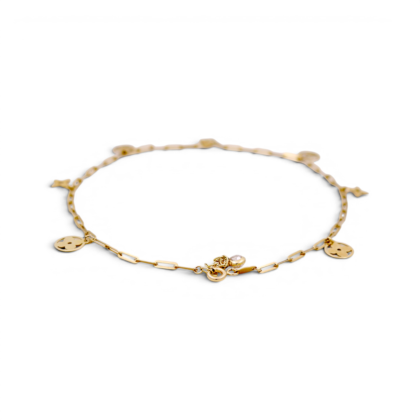 10K Yellow Gold Paper Clip Fashion LV Women's Anklet Bracelet / Size: 10" / Weight: 2.6 GR / CQAB0FS