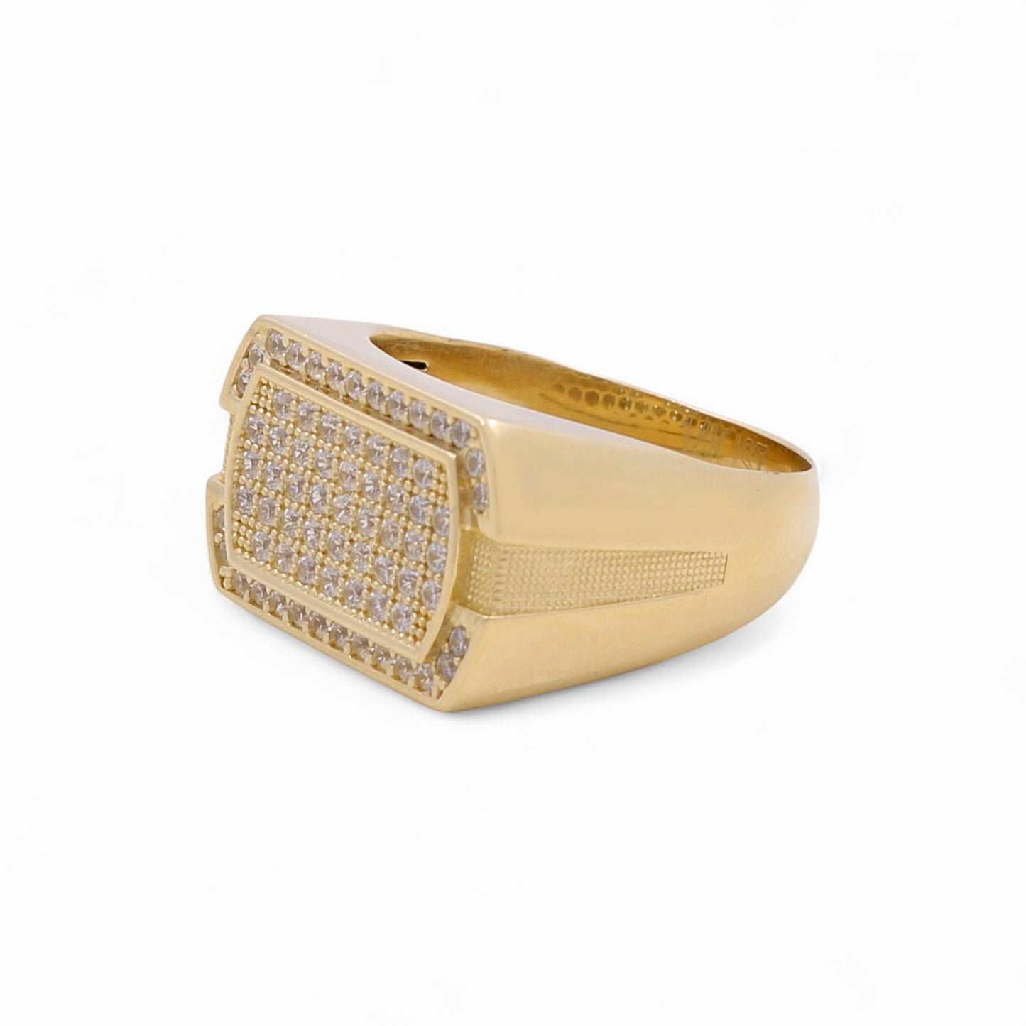 14K Yellow Gold Fashion Men’s Ring with Cz / Size 10 / Weight: 8.5 GR / DOMR4FS-6