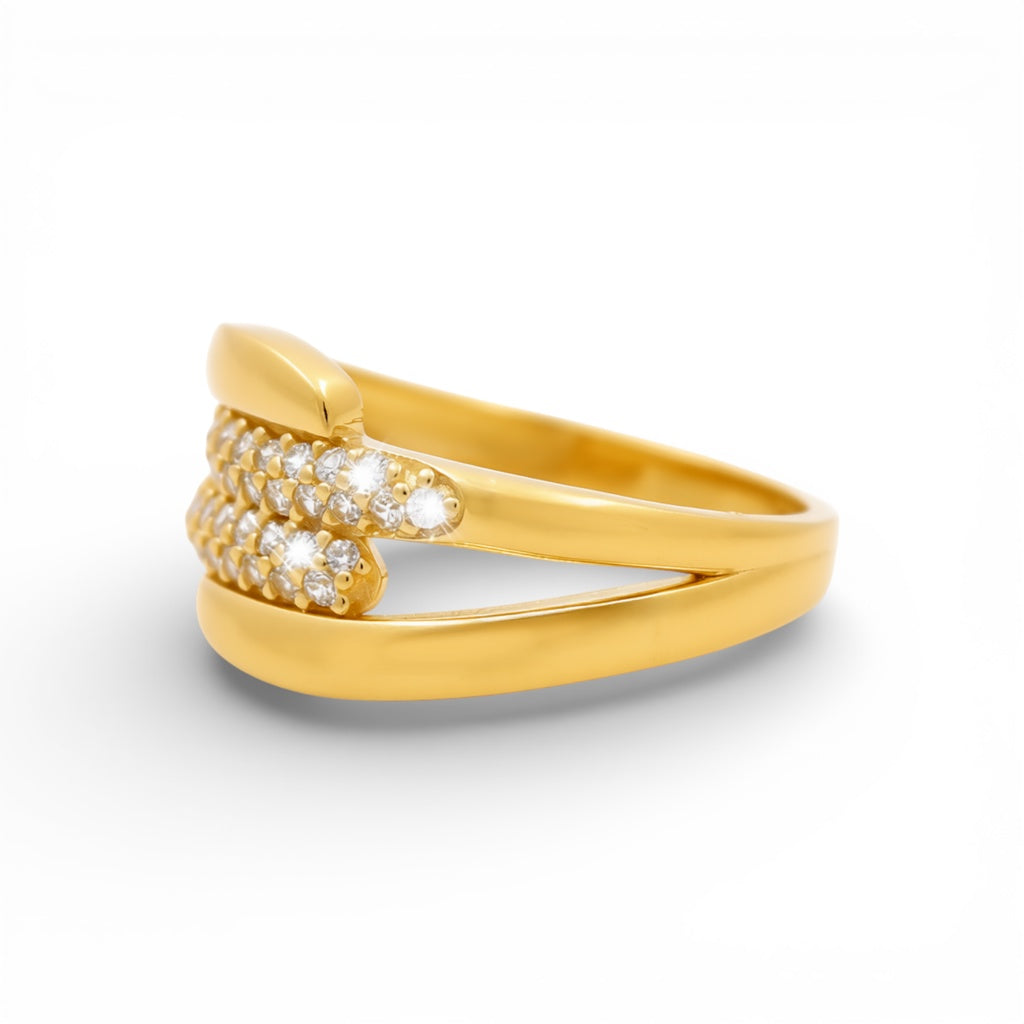 14K Yellow Gold Fashion Women's Ring With Cz / Size: 8 / Weight: 2.2 GR / Y25-247