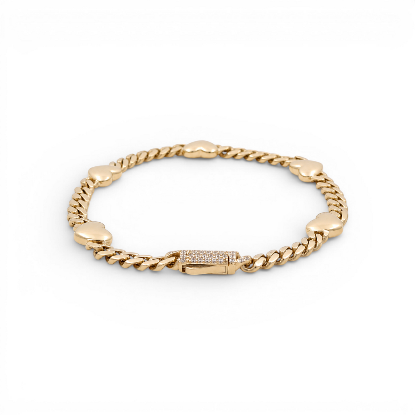 10K TF Yellow Gold Women's Plain Heart Bracelet / Size: 6.5" / Weight: 4.5 GR / DQWB0HR-5
