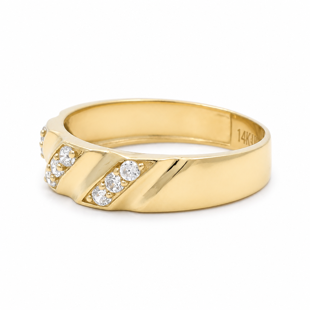14K Yellow Gold Men's Wedding Band / Stone: Cz / Size: 10 / Weight: 2.8 GR / KEEMWB4BS-37