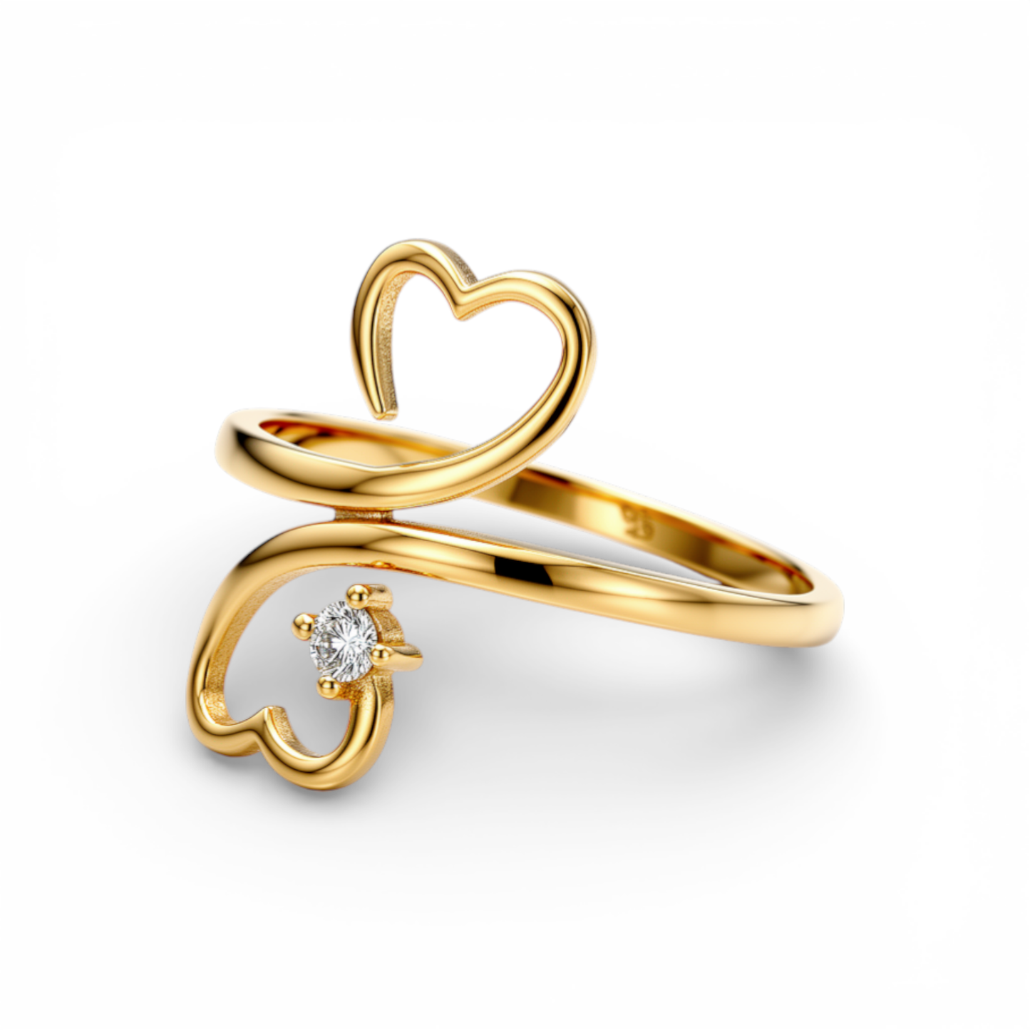 10K Yellow Gold Heart Women's Ring with Cz / Size: 8 / Weight: 1.7 GR / DQWR0HR-11