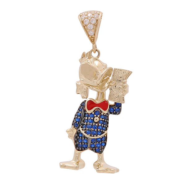 14K Yellow Gold Donald Fashion Pendant With Colors Cz / Weight: 3.5 GR / BCPD4FS