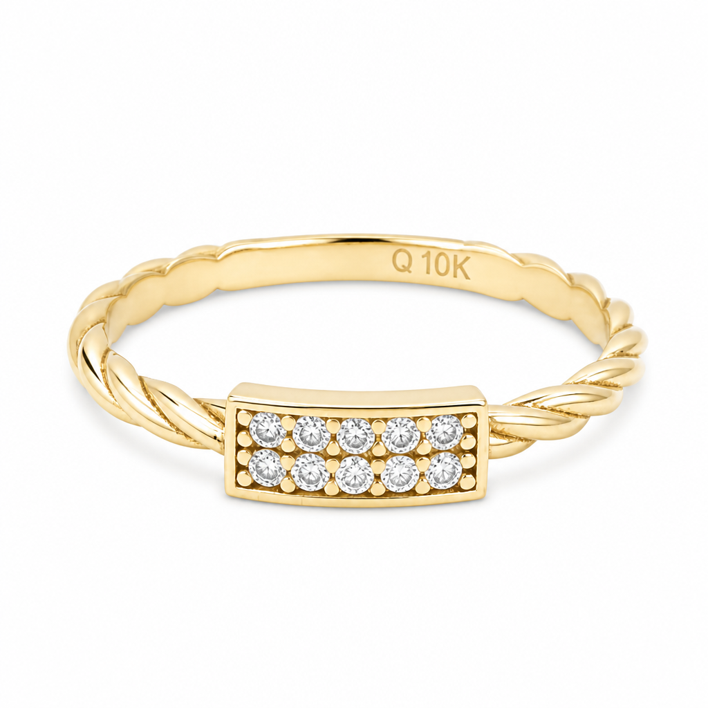 10K Yellow Gold Fashion Women's Ring with Cz Stone / Size: 7.5 / Weight: 1.4 GR / DQWR0FS-109