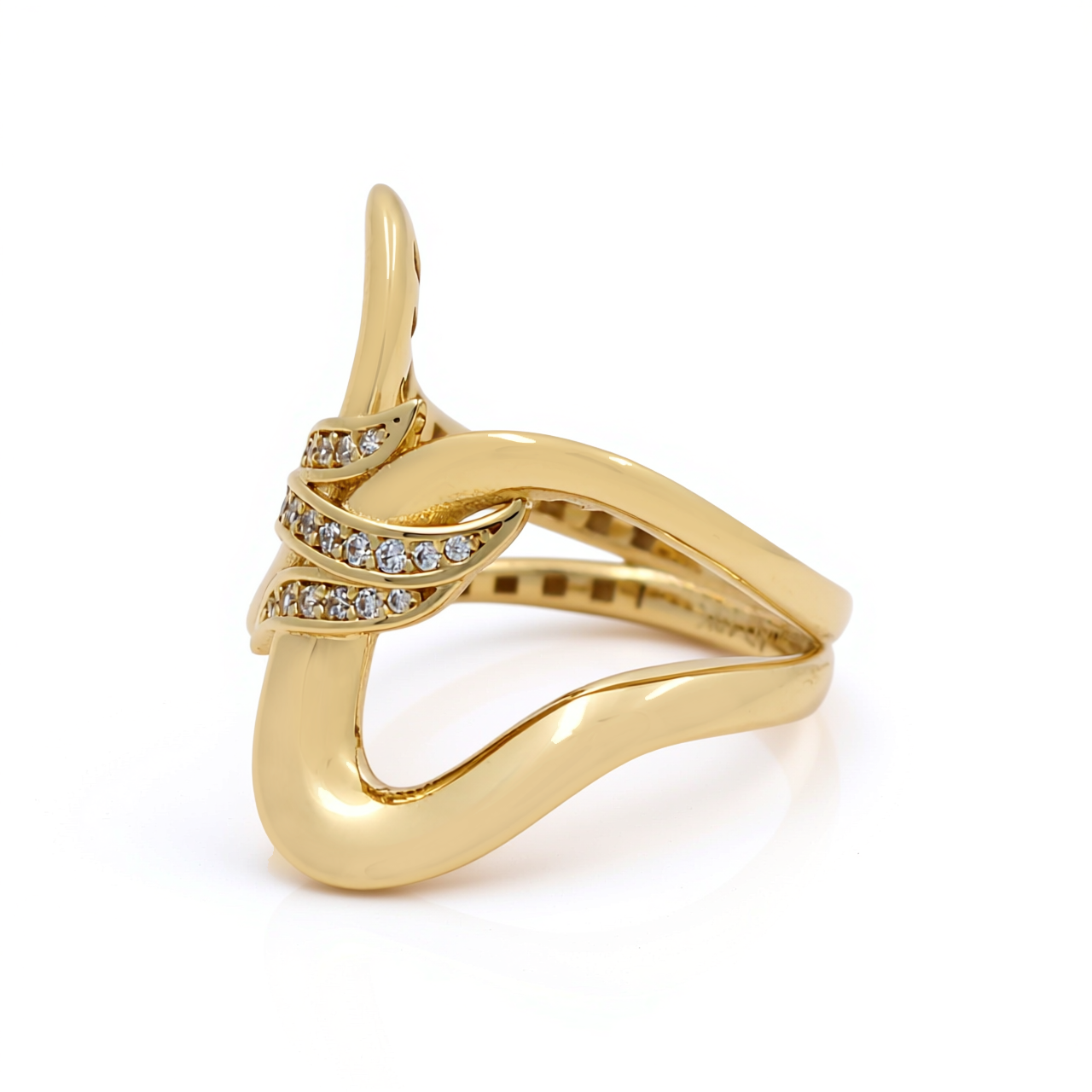 10K Yellow Gold Fashion Women's Ring with CZ / Size: 7.5 / Weight: 3.3 GR / Y25-155
