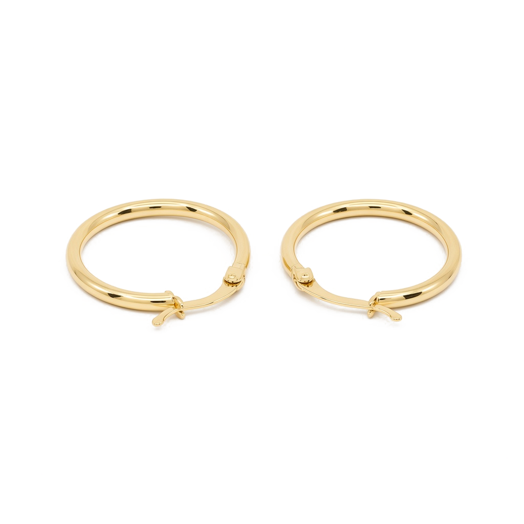 14K Yellow Gold Fashion Plain Hoop Earrings / Size: 2mmx19mm / Weight: 1.6 GR / DOEH4PL