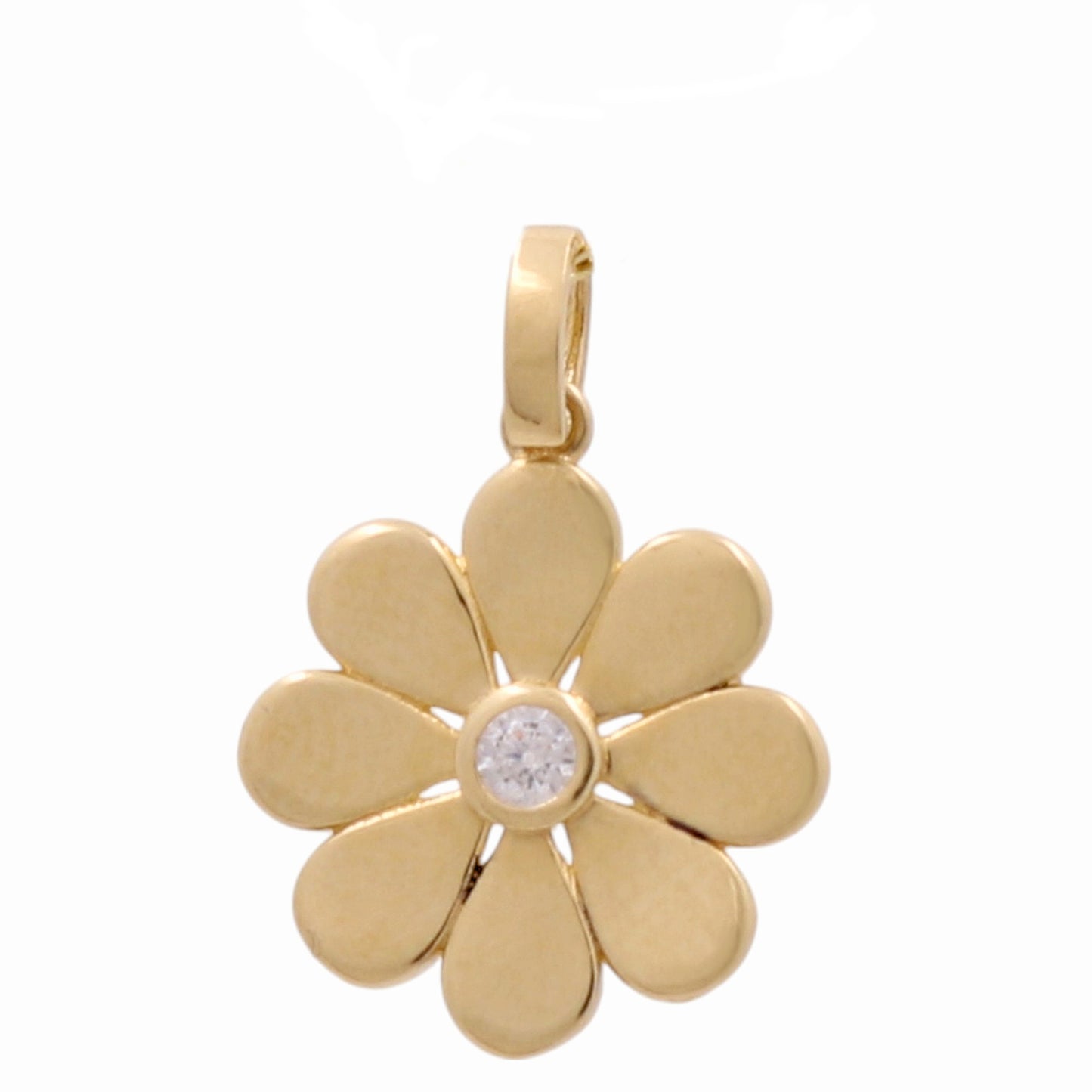 14K Yellow Gold Flower Pendant with Cz / Weight: 0.9 GR / CPPD4FL