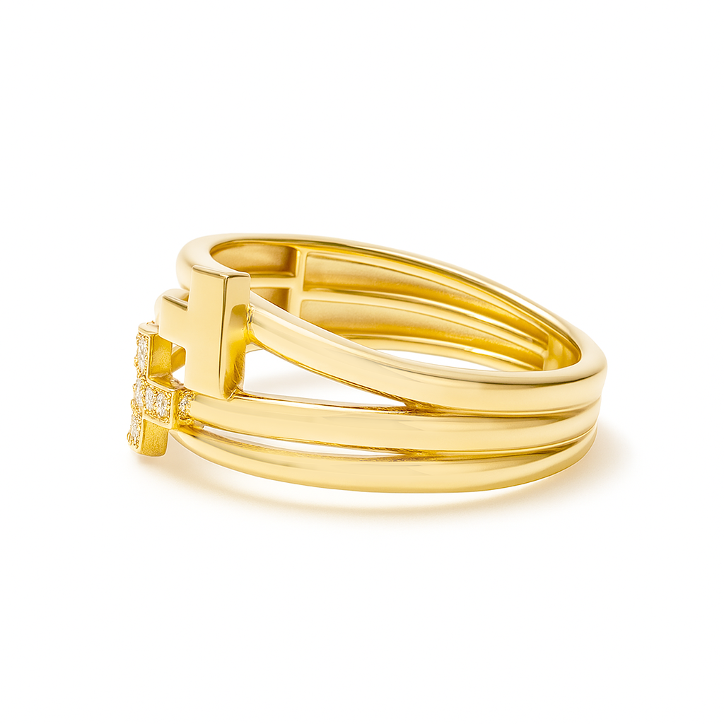 14K Yellow Gold Fashion Women's Ring with CZ / Size 8 / Weight: 2.9 GR / DOWR4FS-9