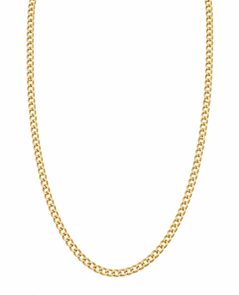 14K FC TF Yellow Gold Solid Curb Chain / Size: 3.8mm 22" / Weight: 9.5gr / FCCH4CB3.8-22