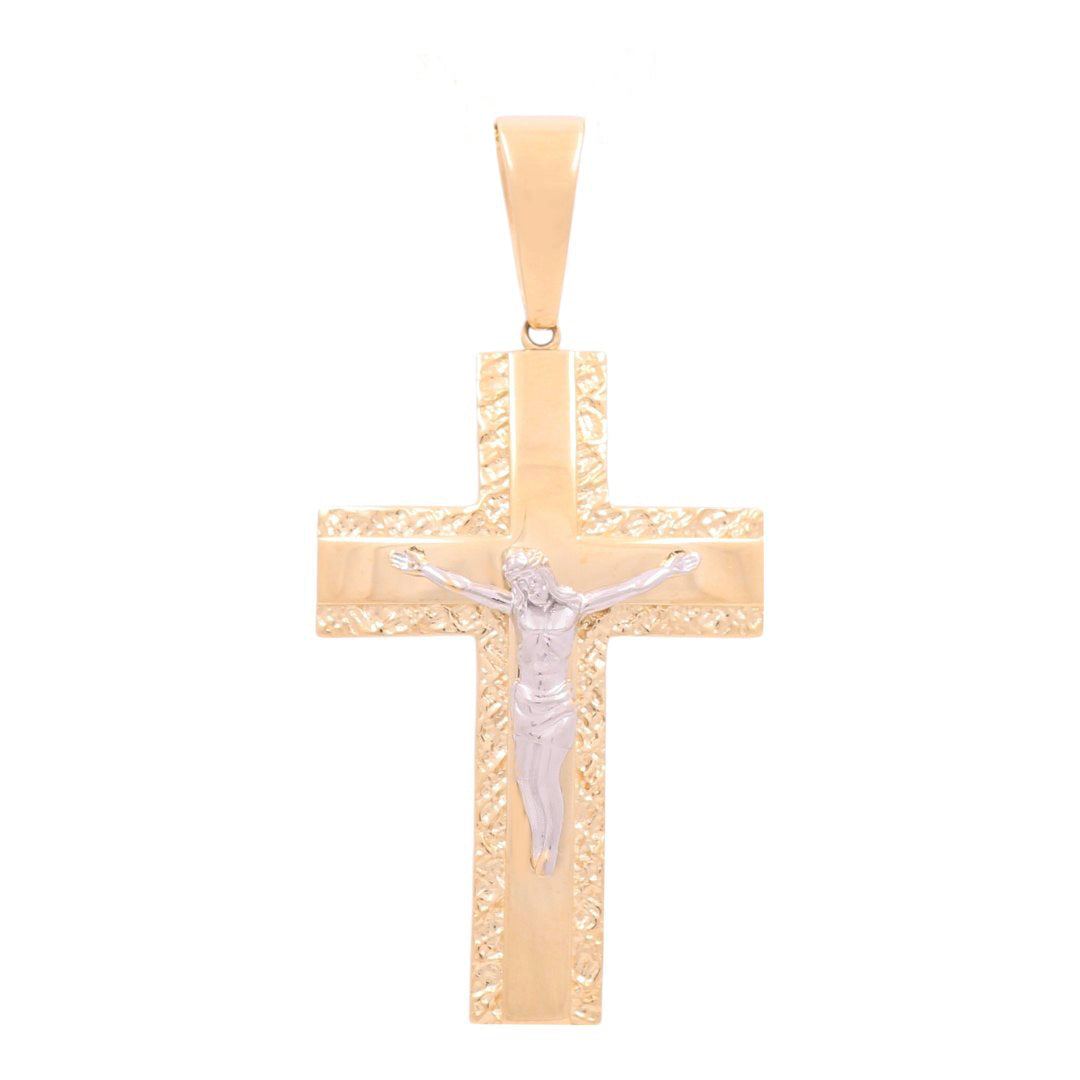 14K Yellow and White Gold Cross with Christ Pendant / Weight: 6.8 GR / 774-00141