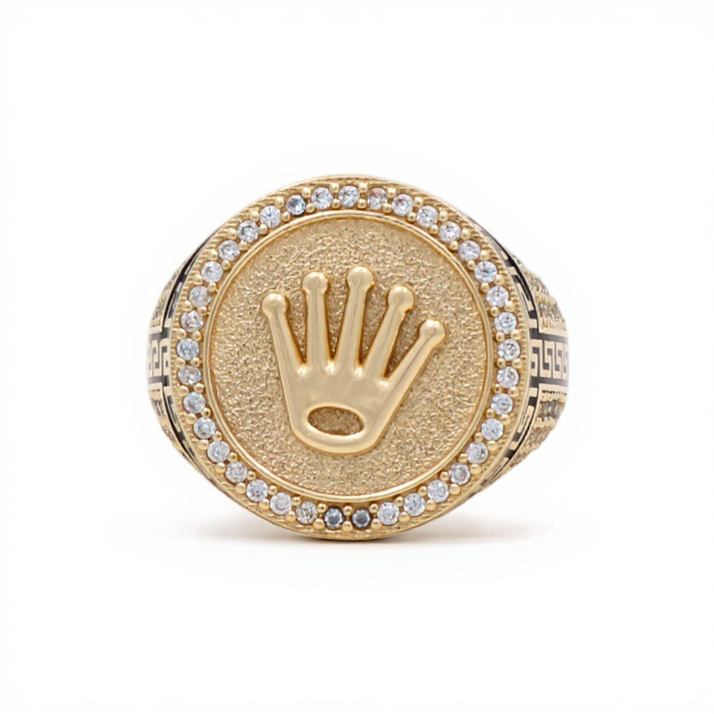 14K Yellow Gold Fashion RX Men’s Ring with White Stones / Size 11 / Weight: 11.6 GR / DOMR4RX