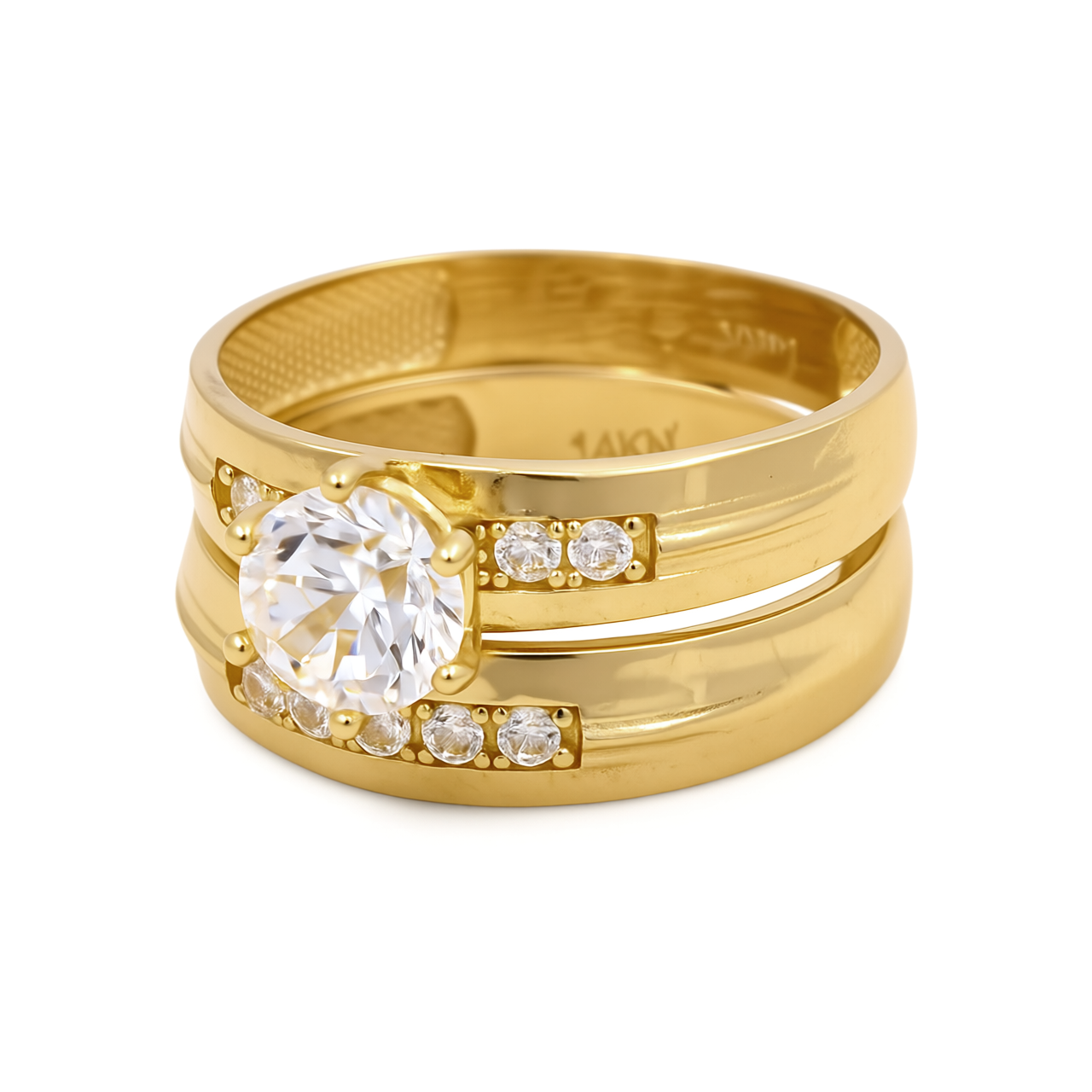 14K Yellow Gold Women’s Bridal Set / Stone: Cz / Size: 7.5 / Weight: 3.8 GR / DEEWR4BS-8