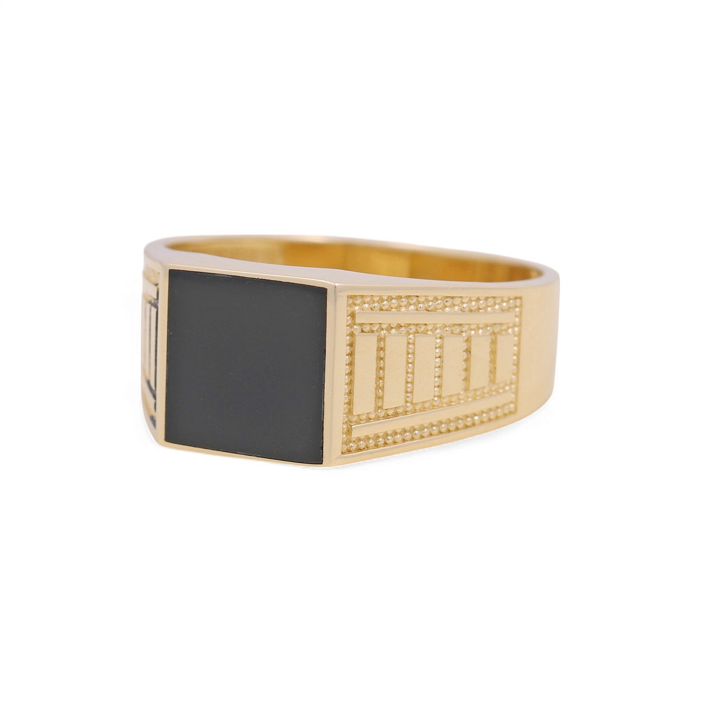 14K Yellow Gold Men’s Fashion Ring with Onix Stone / CZ / Size: 11.5 / Weight: 6.9 GR / COMR4FS-71