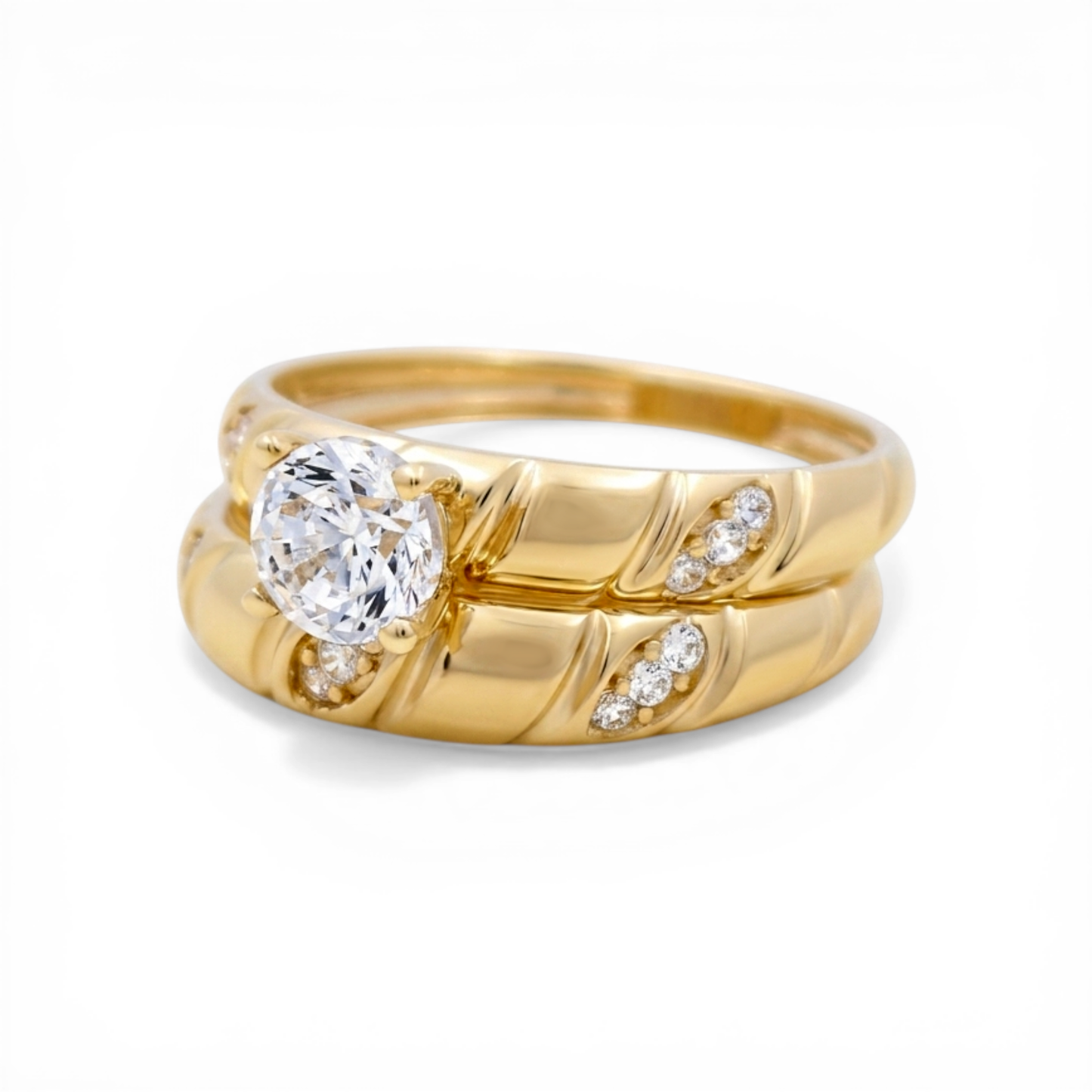 10K Yellow Gold Women’s Bridal Set / Stone: Cz / Size: 8 / Weight: 3.6 GR / CLBWR0BS-6