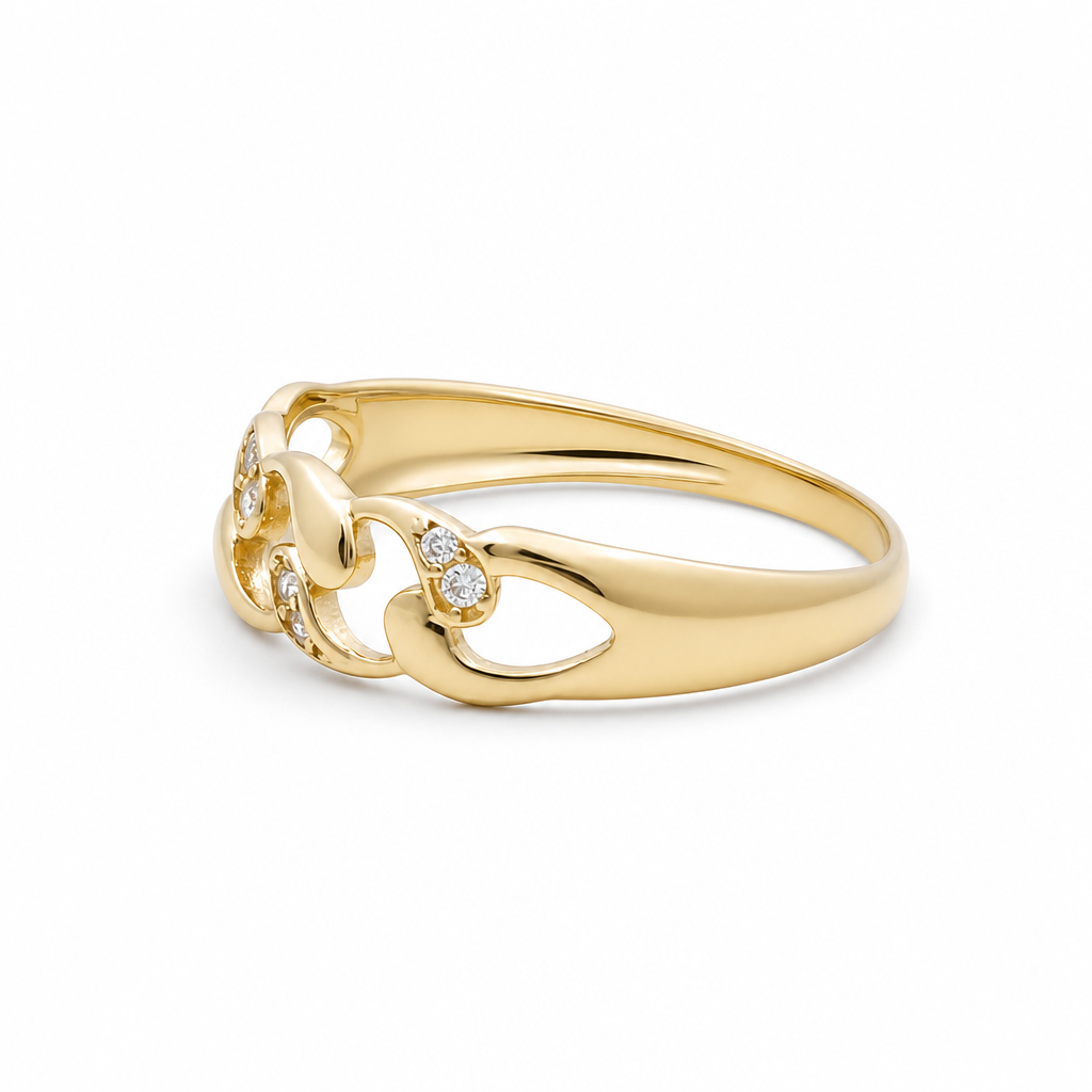 10K Yellow Gold Fashion Women's Ring with Cz / Size: 8 / Weight: 1.1 GR / DQWR0FS-77