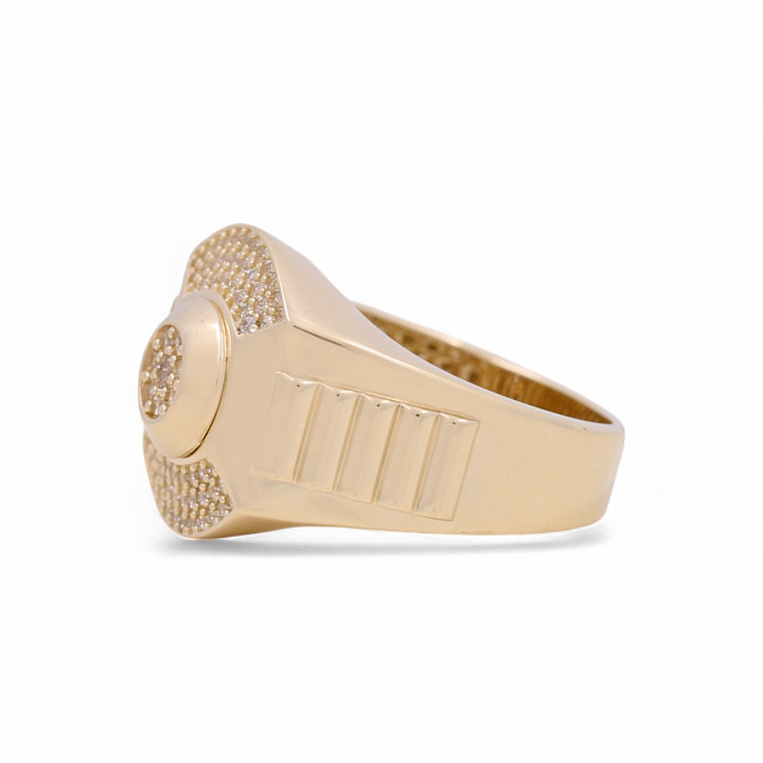 14K Yellow Gold Men’s Fashion Ring / CZ / Size 10 / Weight: 7.5 GR / COMR4FS-46