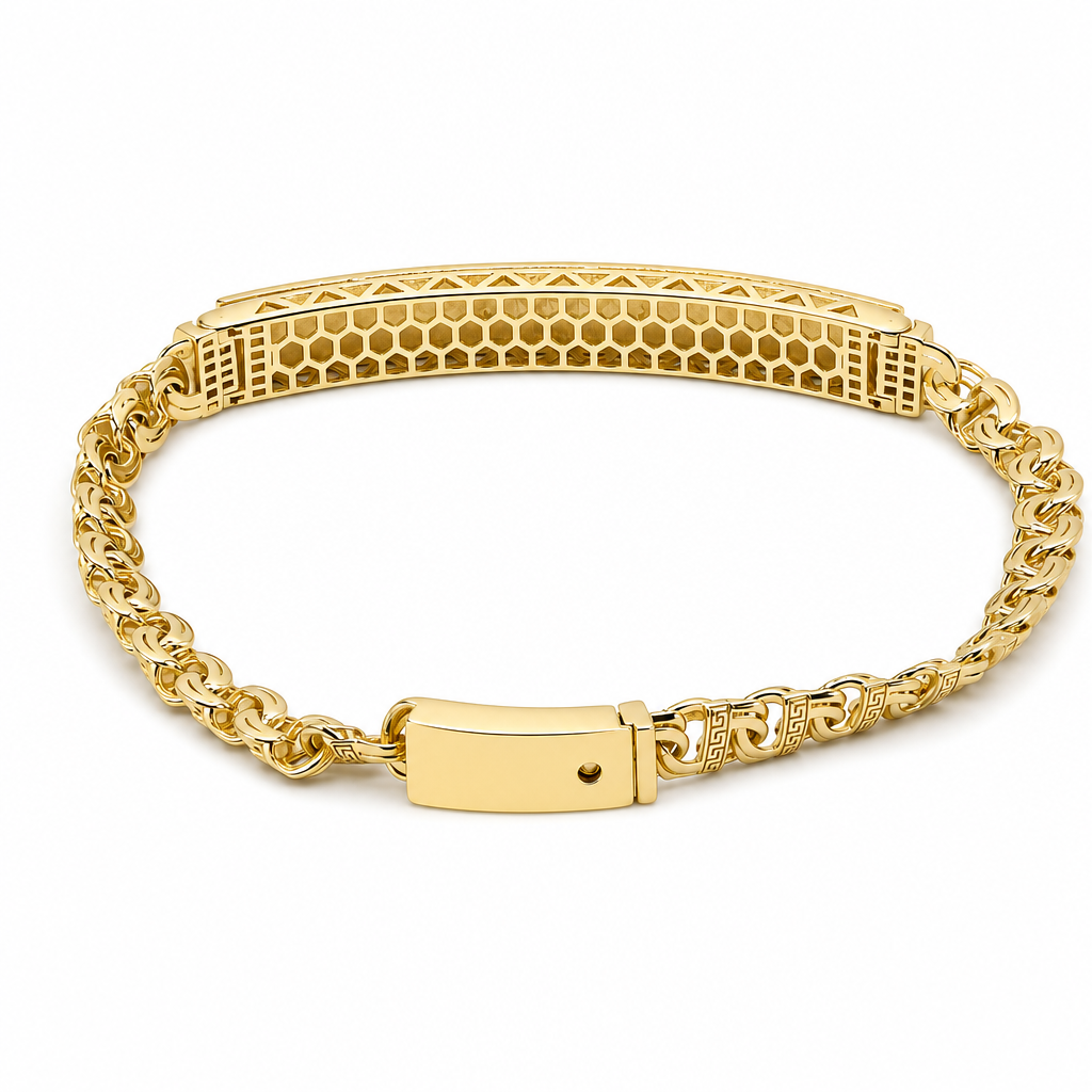 14K Yellow Gold Chinese Link ID Bracelet / Size: 5mm 7" / Weight: 7.8 GR / SFEEWB4CH5-7