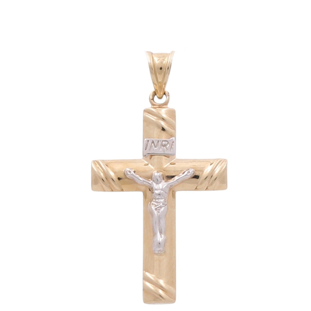 10K Yellow and White Gold Cross with Christ Pendant / Weight: 1 GR / DQPDTT0CRS