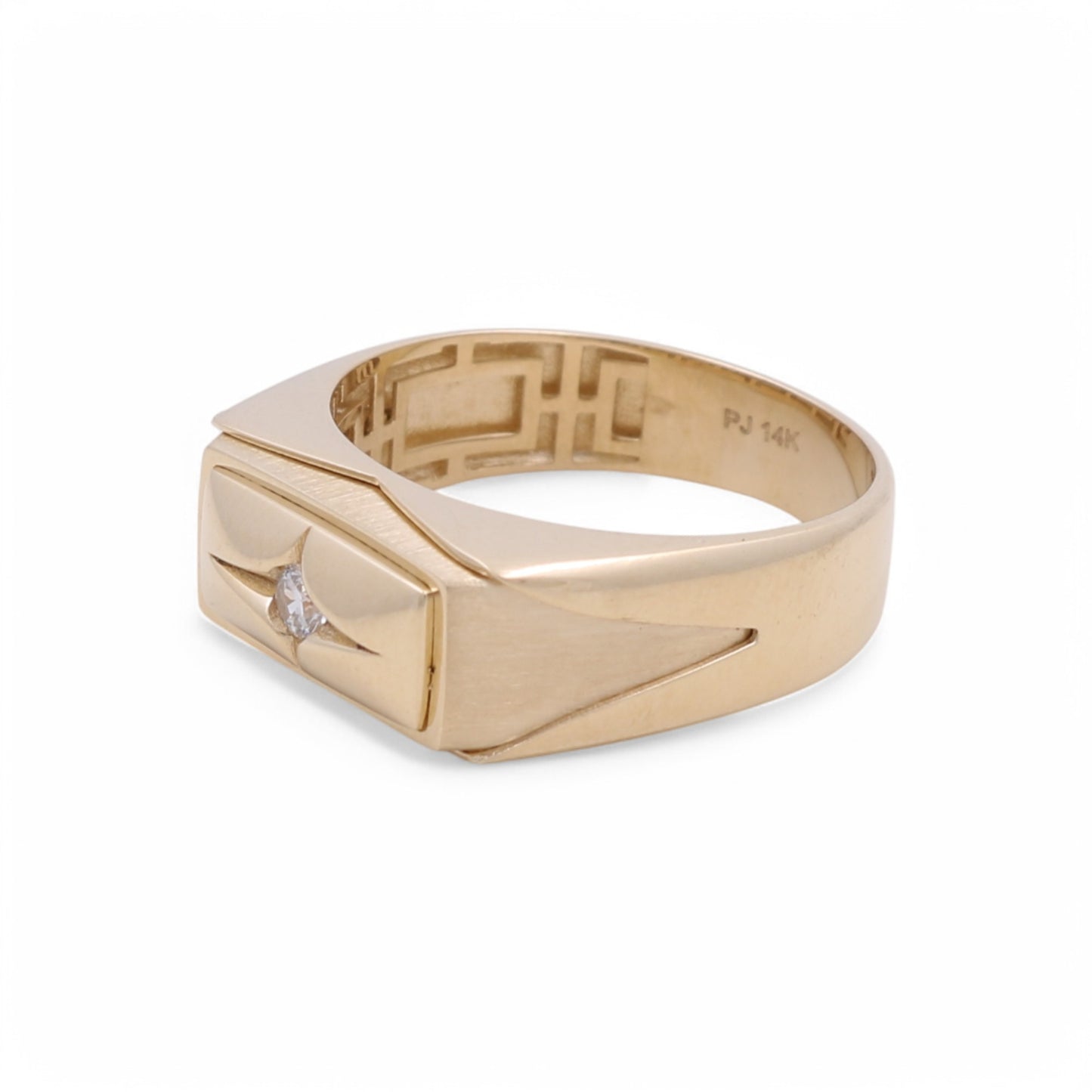 14K Yellow Gold Fashion Men's Ring with Cz / Size: 11 / Weight: 4.2 GR / CPMR4FS-10