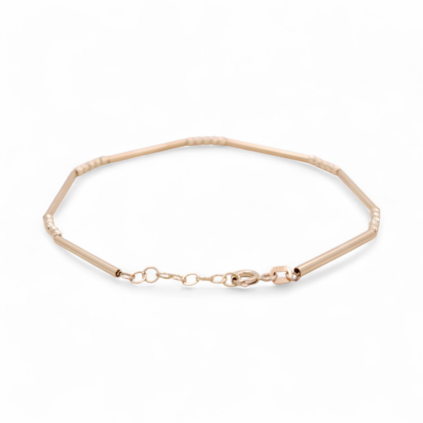 14K Yellow Gold Fashion Link Bracelet with Diamond Cut Balls / Size: 7” / Weight: 2.5 GR / DQWB4FSBLL