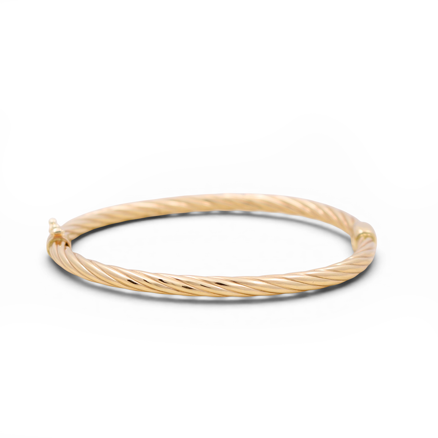 14K Yellow Gold SemiSolid Twist Bangle Bracelet / Weight: 9.5 GR / COBB4TR