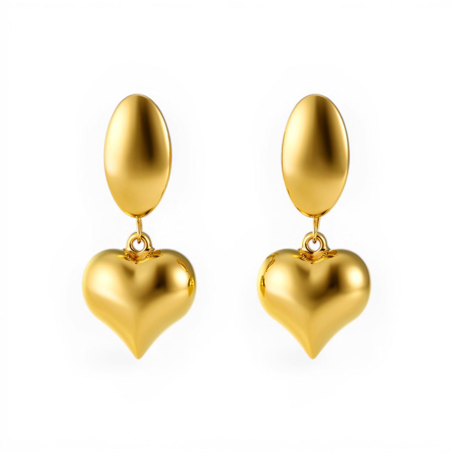 10K Yellow Gold Heart Women's Drops Earrings / Weight: 2.5 GR / DQED0HR