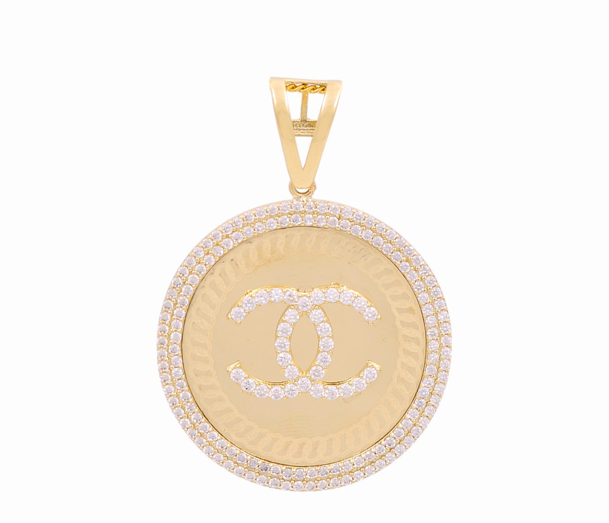 14K Yellow Gold CC Medal Pendant with Cz / Weight: 6.9 GR / DOPD4CC