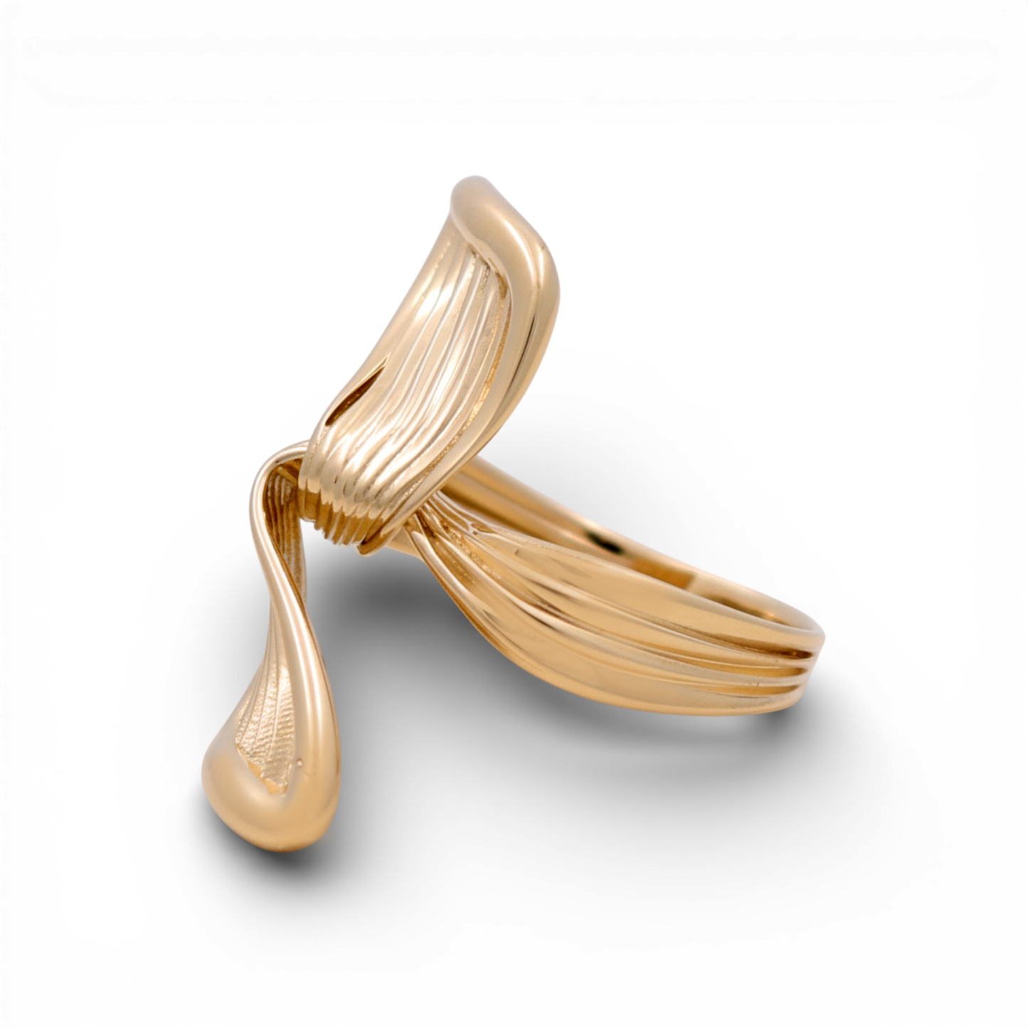 14K Yellow Gold Fashion Ribbon Women's Ring / Size: 8.5 / Weight: 3.5 GR / QR-55