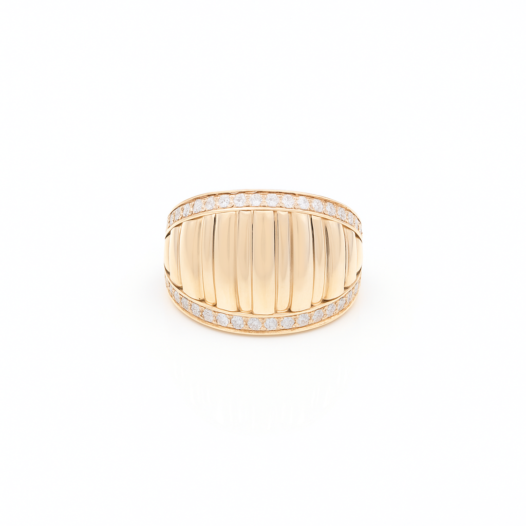 14K Yellow Gold Fashion Women's Ring with white Cz / Size: 8.5 / Weight: 3.1 GR / DQWR4FS-39