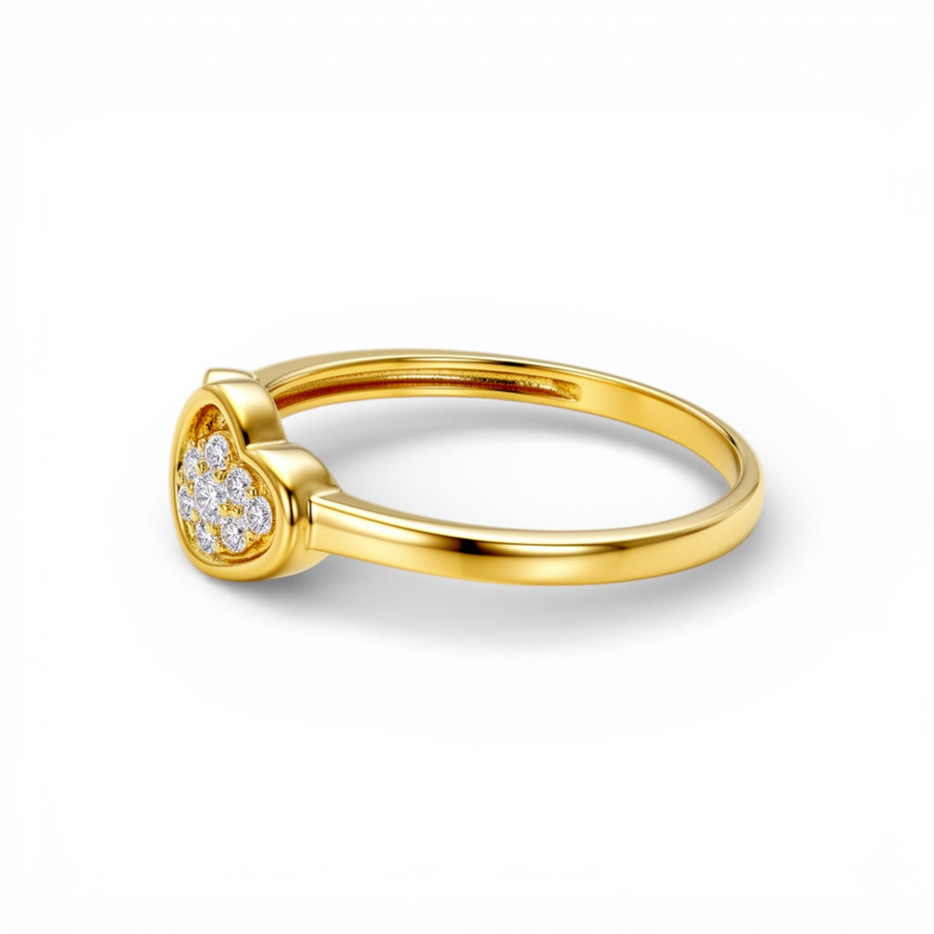 10K Yellow Gold Two Hearts Women's Ring with Cz / Size: 7 / Weight: 1.3 GR / DQWR0HR-18