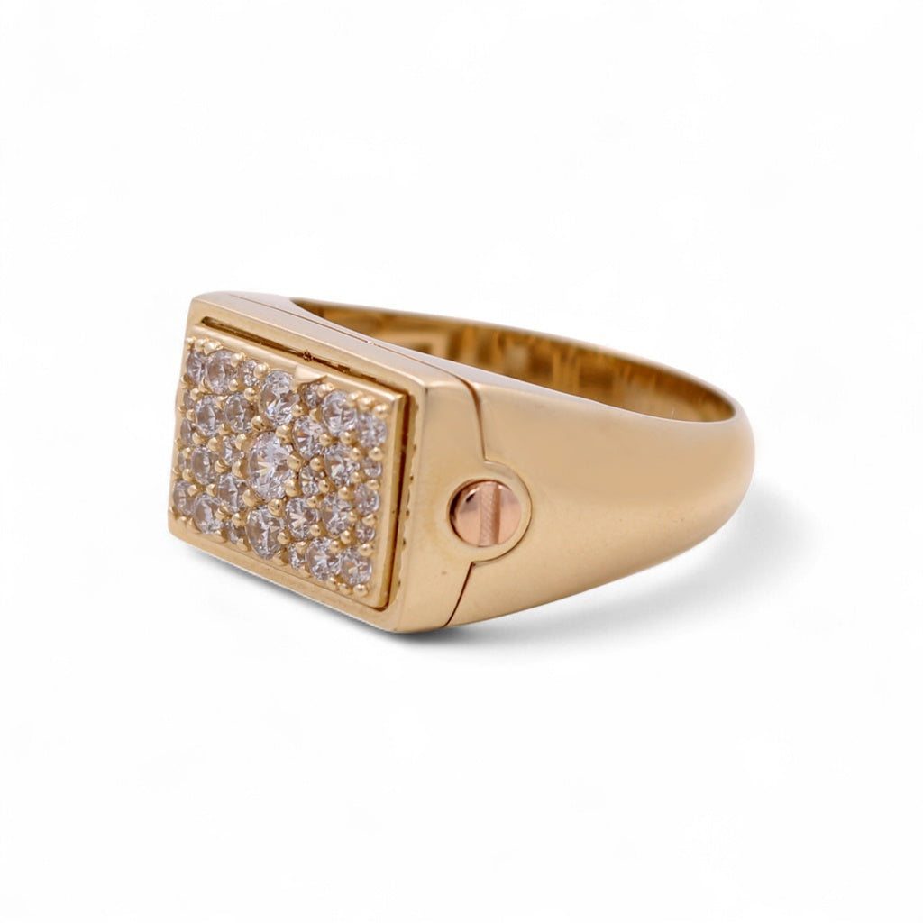 14K Yellow and Rose Gold Fashion Men's Ring with White Cz / Size: 11.5 / Weight: 5.5 GR / DQMRTT4FS-5
