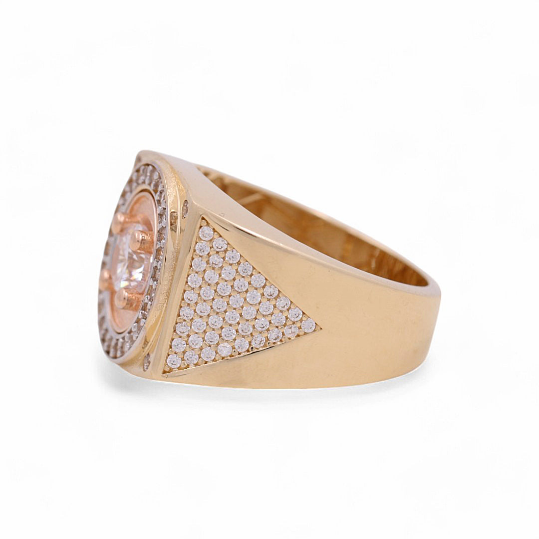 14K Yellow/Rose Gold Men’s Fashion Ring / CZ / Size 9 / Weight: 7.5 GR / COMR4FS-50