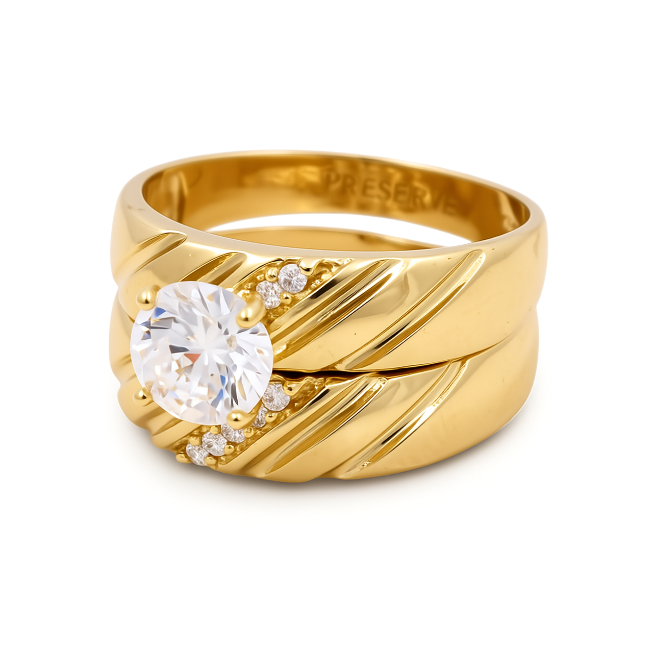 14K Yellow Gold Women’s Bridal Set / Stone: Cz / Size: 7.5 / Weight: 5.5 GR / DEEWR4BS-11