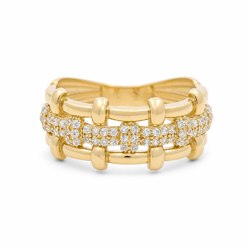 10K Yellow Gold Fashion Women's Ring with Cz / Size: 7 / Weight: 2.6 GR / CQWR0FS-31