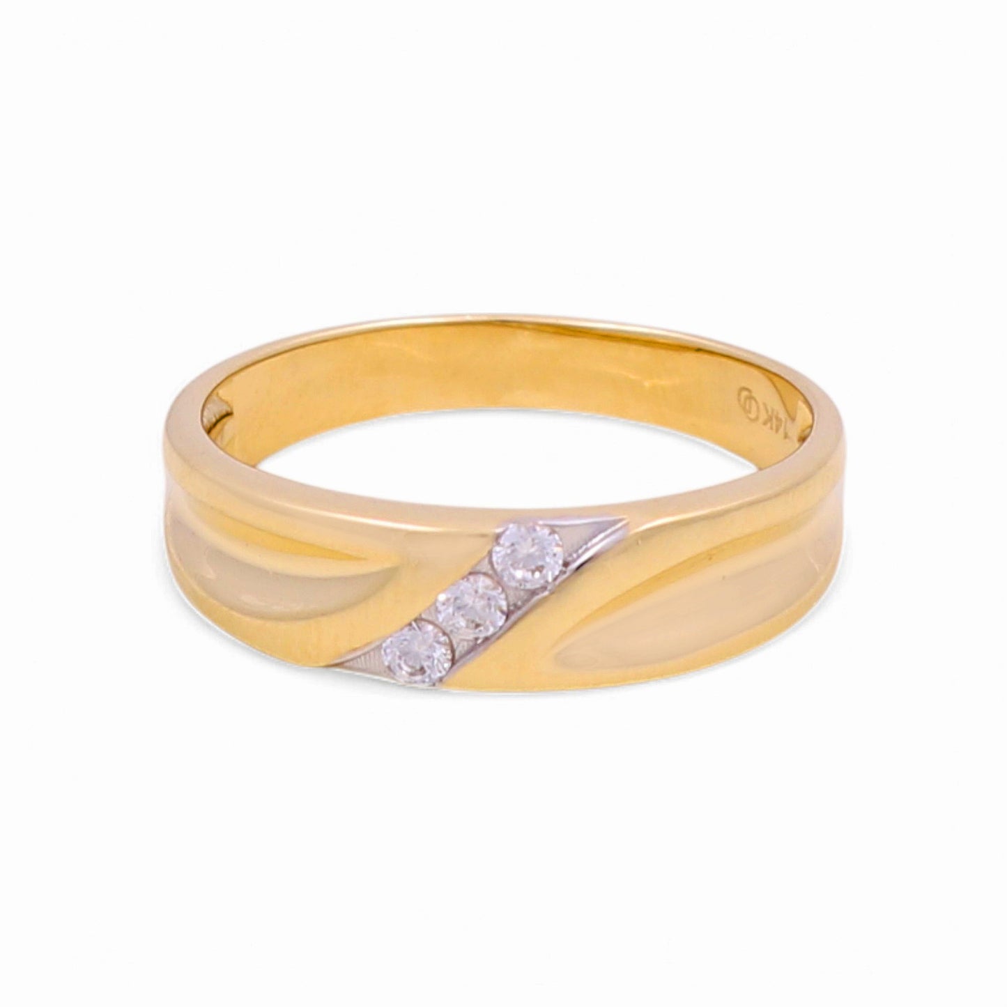 14K Yellow Gold Men’s Wedding Band / Stone: Cz / Size:10 / Weight: 3.5 GR / KEEMWB4BS-24