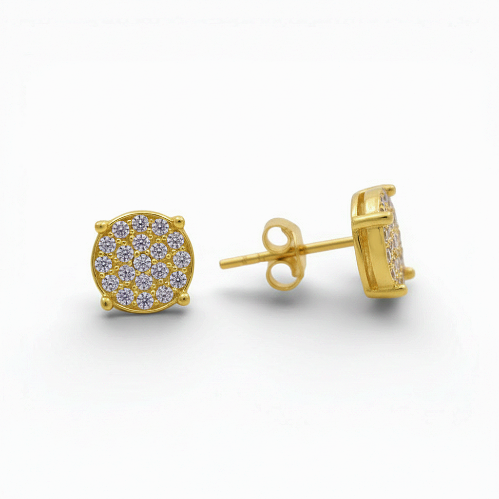 10K Yellow Gold Fashion Stud Earrings with Cz / Weight: 1.6 GR / DQES0FS-1