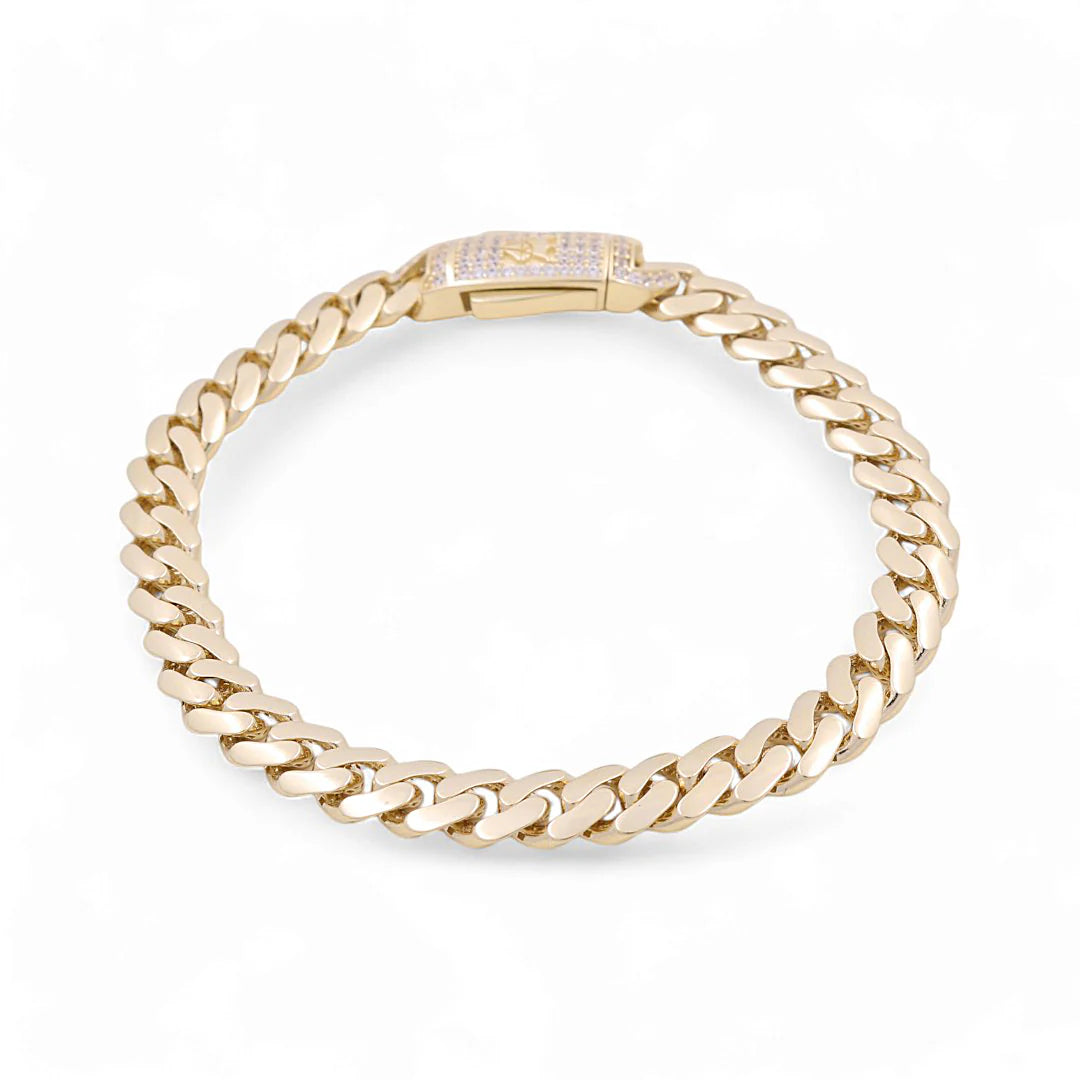 10K Yellow Gold Monaco Semisolid Men's Bracelet / Stone: Cz / Size: 9mm 8.5" / Weight: 12.9 GR / COMB0MON9-8.5