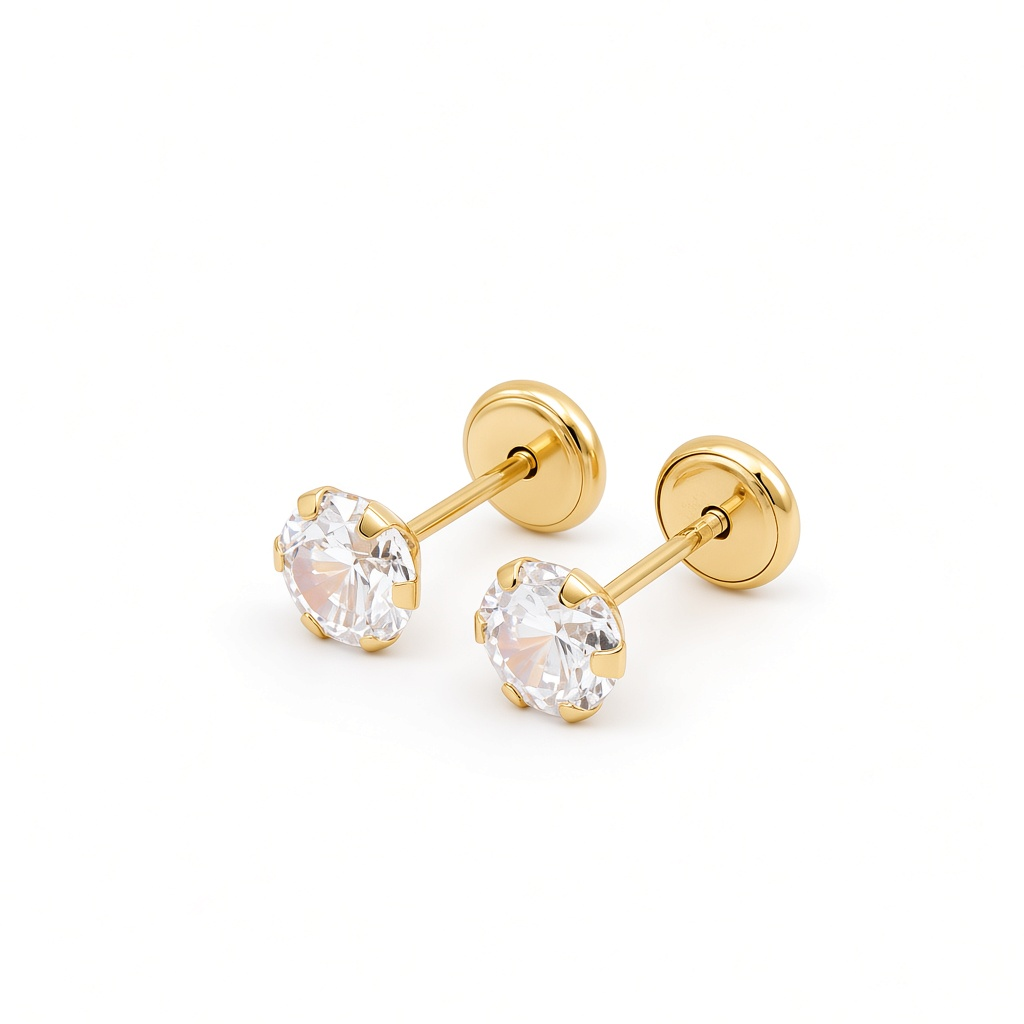 14K Yellow Gold Fashion Stud Earrings with Cz / 6-335101PS5
