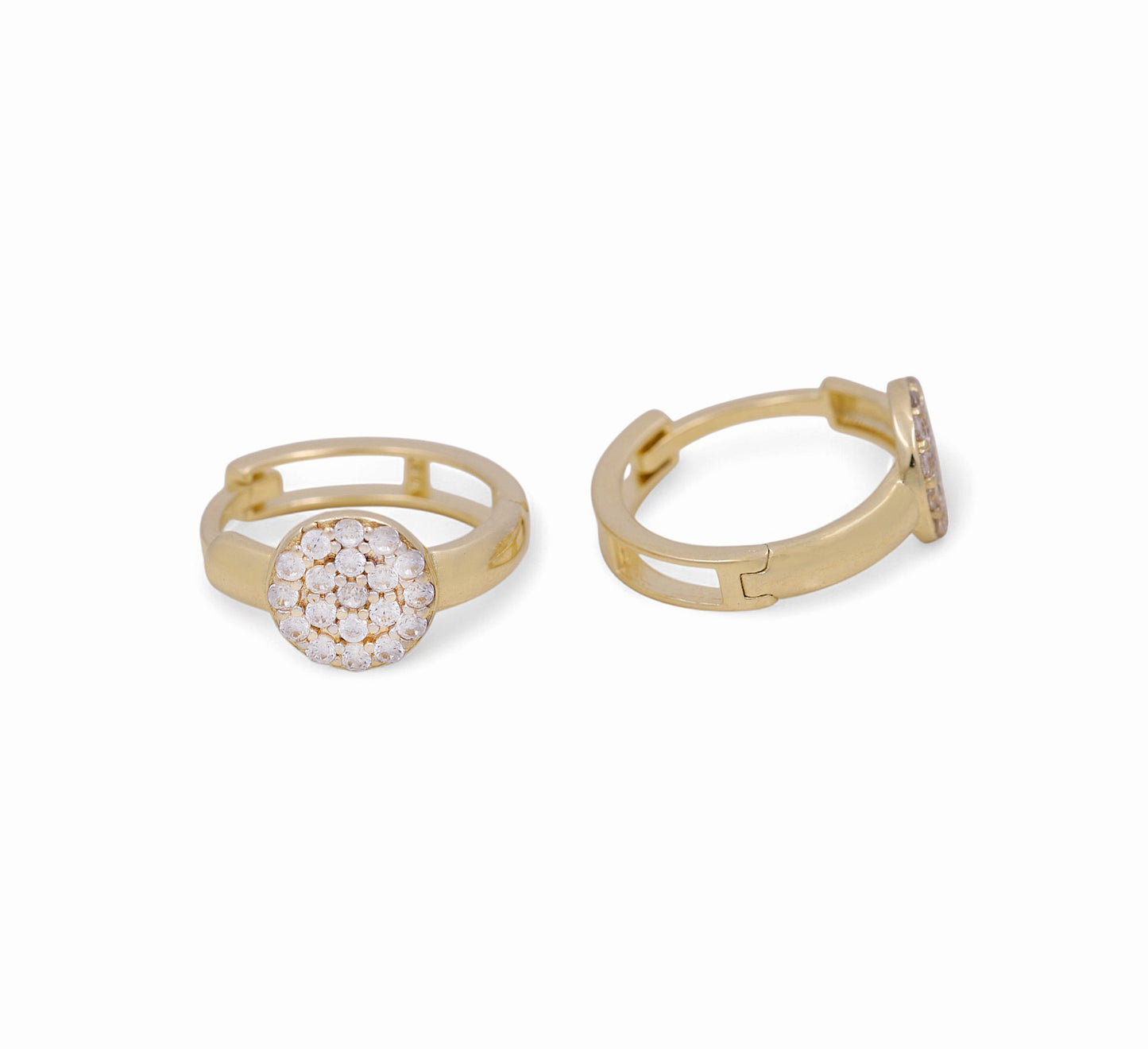 14K Yellow Gold Fashion Hoops Earrings / Stone: Cz / Weight: 1.9 GR / COEH4FS-2