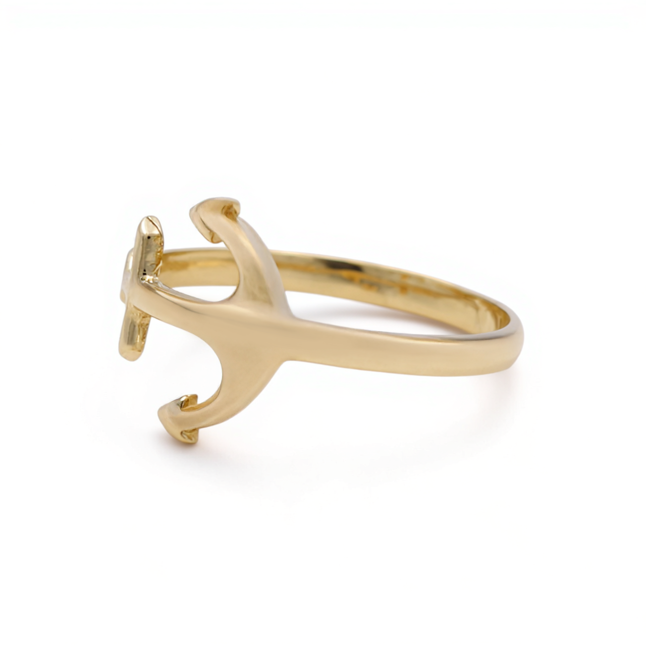 14K Yellow Gold Anchor Women's Ring / Size: 7.5 / Weight: 1.6 GR / CEEWR4AN