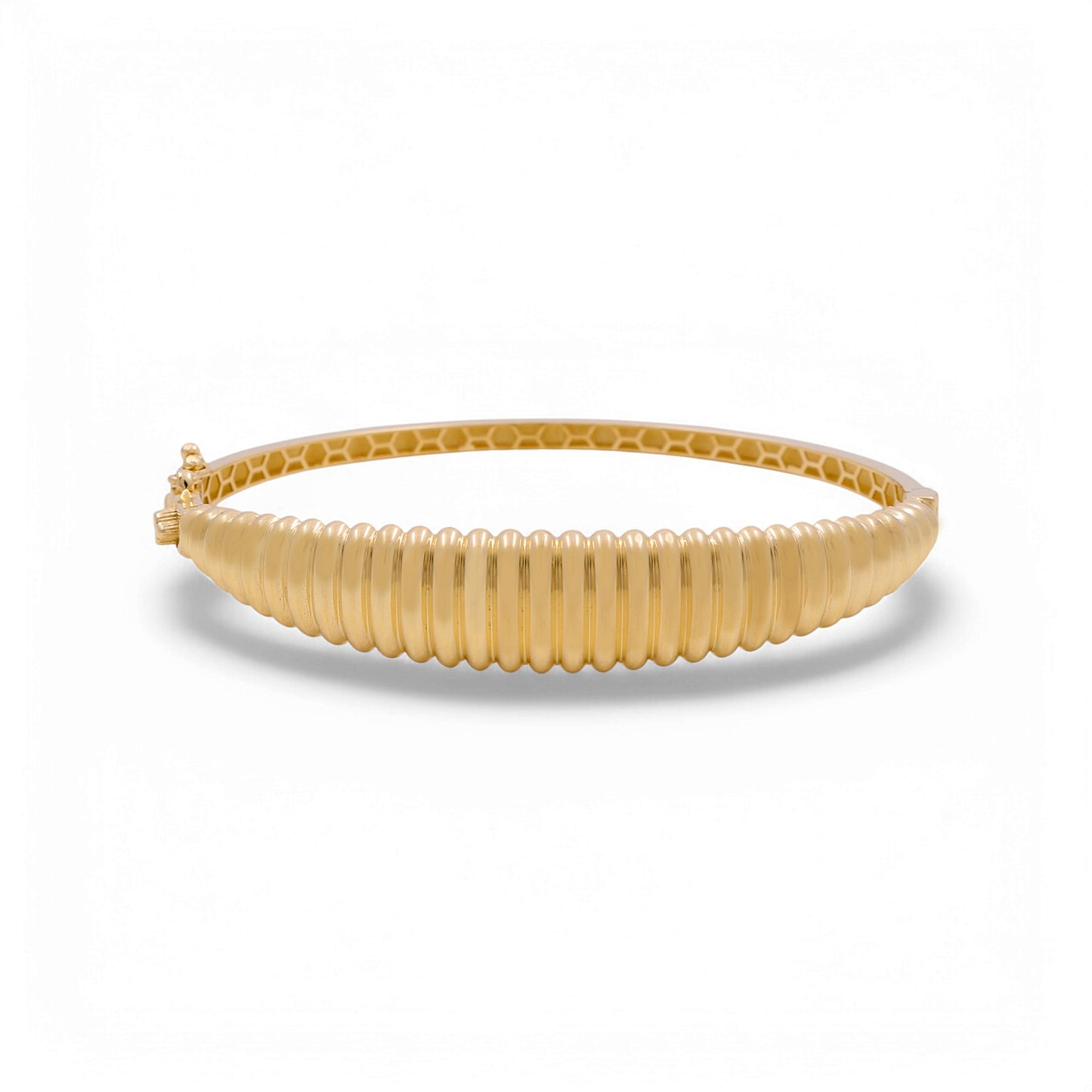 14K Yellow Gold Fashion SemiSolid Bangle Bracelet / Weight: 8.4 GR / DPBB4FS