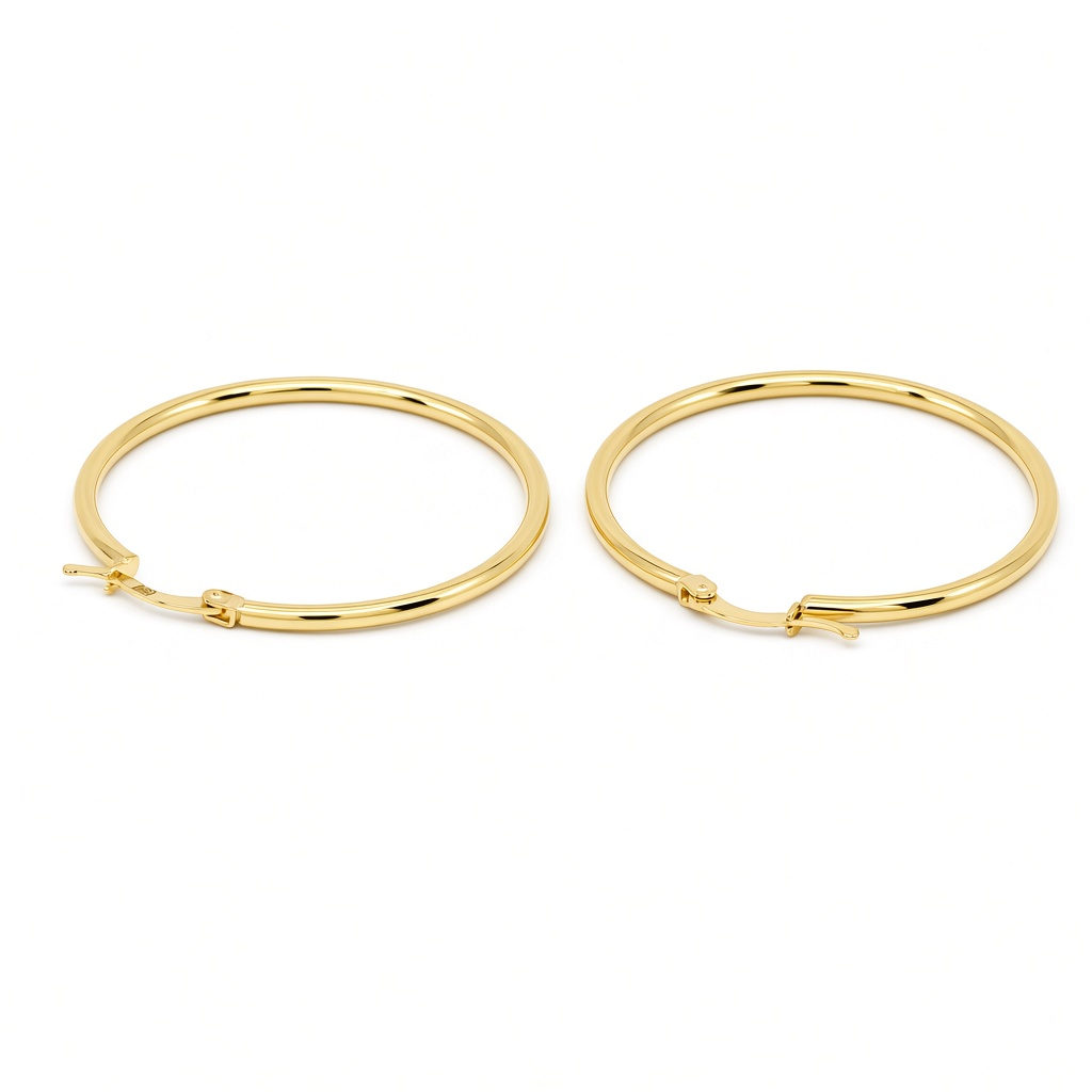 10K Yellow Gold Plain Hoop Earrings / Size: 2mmx36mm / Weight: 2.4 GR / DOEH0PL