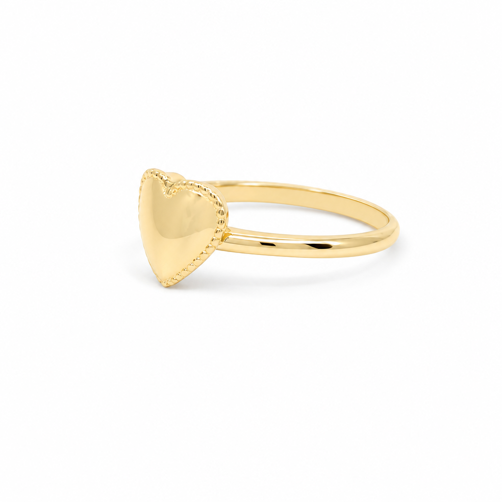 14K Yellow Gold Heart Women's Ring / Size: 9 / Weight: 1.8 GR / DQWR4HR-24