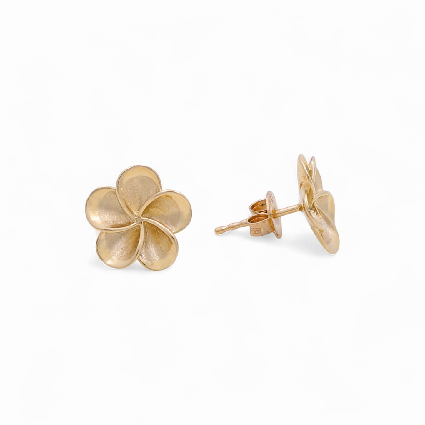 14K Yellow Gold Flower Stud Earrings / Weight: 2.3 GR / IEEES4FL-2