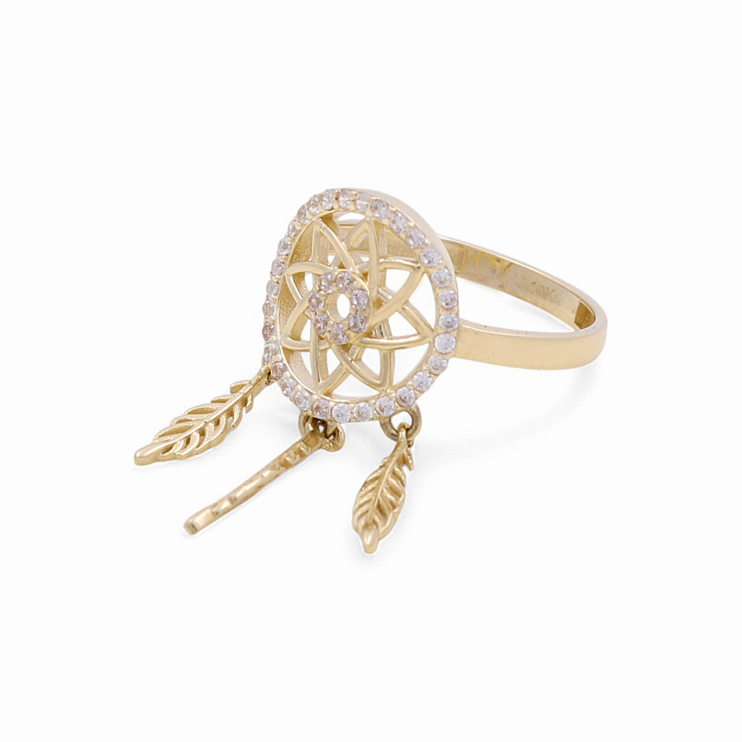10K Yellow Gold Dream Catcher Women's Ring with CZ / Size: 8 / Weight: 2.6 GR / DPWR0FS-4