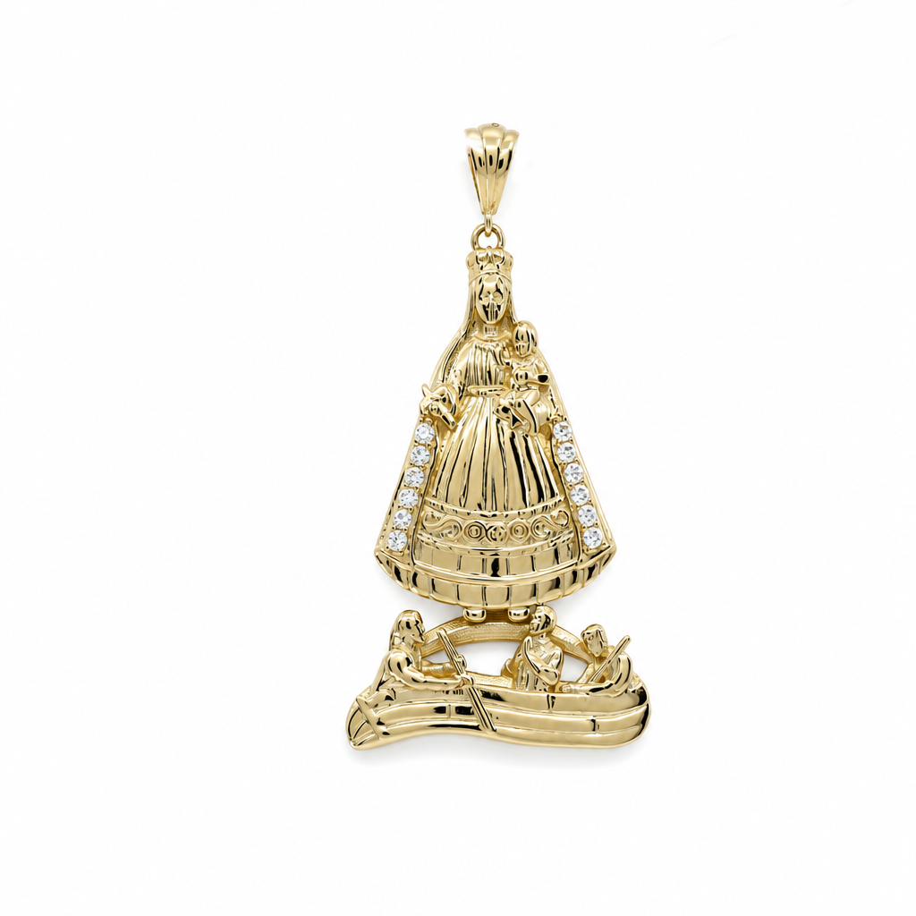 10K Yellow Gold Virgen De La Caridad Pendant / Stone: Cz / Size: Big / Weight: 4.5 GR / DQPD0VC-1